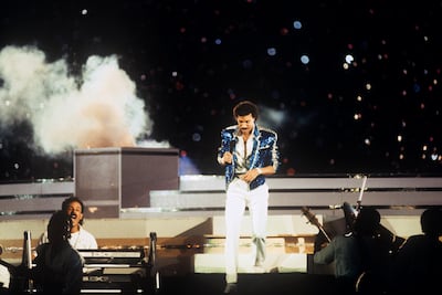 American singer Lionel Richie performing during the closing ceremony of the 1984 Los Angeles Olympics. S&G/PA Images