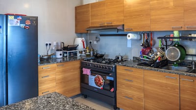 There is an open-plan kitchen