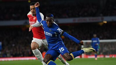 Awful challenge on Tomiyaso’s ankle in opening 10 minutes should have seen a red card. One excellent run down left-wing ended with Gabriel hitting own post. No confidence in front of goal missing glorious chances in the air and on deck. AFP