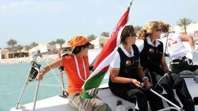 The Al Thuraya BankMuscat women were joined on the water by Mrs Suzanne Al Houby - the first Arab woman to climb Mount Everest. Suzanne, who is known for her charitable and humanitarian efforts in the UAE, is a board member of the Emirates Arthritis Foundation, commented on her experience, and how it feels to go from the mountains to the sea! Photo Courtesy of Oman Sail