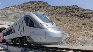 Launch of the Etihad Rail Fujairah Station, located in the newly planned Al Hilal district. Images from the passenger train parked along the Al Bitnah bridge in the mountain village of Al Bitnah. Antonie Robertson/The National