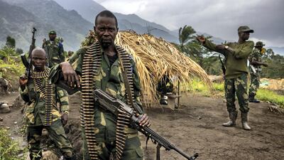 Soldiers from the Congolese Army Forces are seen in their forward operating bases around Mwenda, a town in the Democratic Republic of Congo which has been attacked multiple times. Getty Images