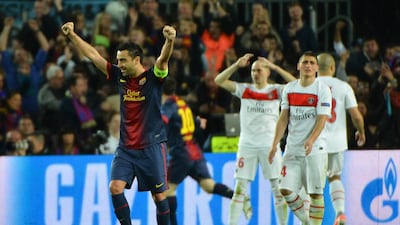 2013 - quarter-finals (Aggregate 3-3, Barcelona advance on away goals) Lionel Messi came off the bench to kick-start a Barcelona fightback as the four-time winners reached the Champions League semi-finals on away goals. Javier Pastore's clipped finish put Paris St-Germain ahead for the first time in the tie, 3-2 on aggregate. But Messi, who suffered a hamstring strain in the first leg in Paris, inspired Barca and was involved as Pedro hammered home from 15 yards. Corbis via Getty Images