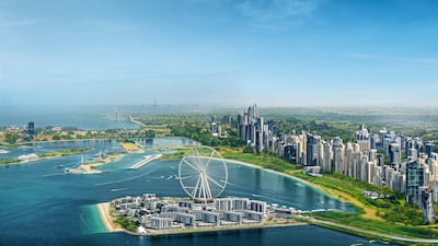 The Dubai Marina skyline with Ain Dubai in view.