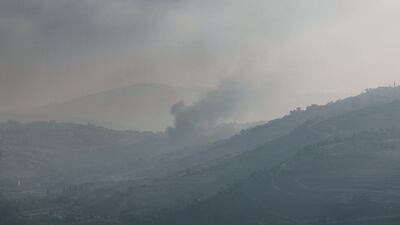 Smoke rises from Khiam after Israeli strikes. EPA