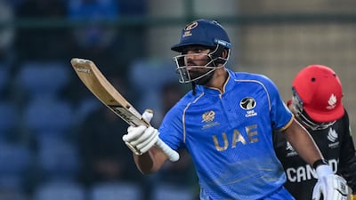 UAE's Aryansh Sharma scored a match-winning fifty against Canada in their T20 World Cup clash at the Arun Jaitley Stadium in New Delhi. AFP