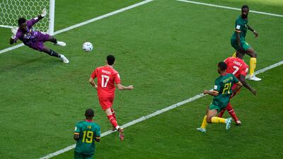 Switzerland's Breel Embolo scores Cameroon, the country of his birth. AP