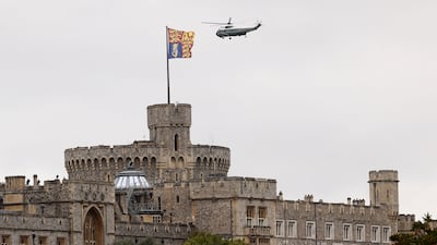 A helicopter of the US presidential flight arrives at Windsor Castle in Berkshire during the state visit by President Donald Trump. Getty Images