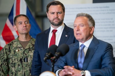 US envoy Steve Witkoff, right, and Admiral Brad Cooper were among the senior American representatives joining JD Vance in Israel. AP