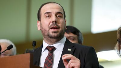 Nasr Al Hariri, head of the Saudi-backed High Negotiations Committee, has been chosen to lead a unified Syrian opposition delegation at upcoming peace talks in Geneva. Salvatore Di Nolfi / Keystone via AP