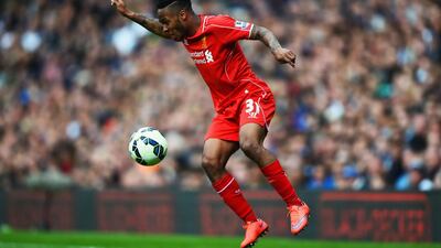 Raheem Sterling of Liverpool controls the ball during his side's Premier League draw with West Brom on Saturday. Laurence Griffiths / Getty Images