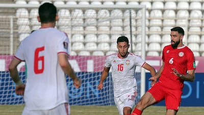 Lebanon Mohammed Dhaini under presure from UAE's Alhasan Saleh. AFP