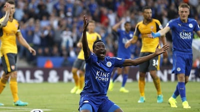 Leicester City's Ahmed Musa reacts after a penalty is not awarded last week against Arsenal. John Sibley / Reuters