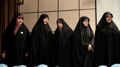 Iranian parliamentary candidates take part in an election campaign event in Tehran. Reuters