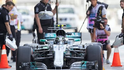 Mercedes-GP's Valtteri Bottas during first practice ahead of the Abu Dhabi Grand Prix at Yas Marina Circuit. Christopher Pike / The National