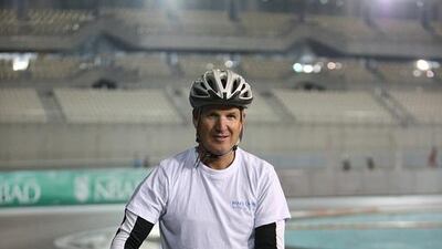 Abu Dhabi resident Tom Millward is fundraising for the Make-A-Wish foundation at Yas track. Fatima Al Marzooqi/ The National