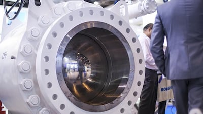 Camtech Manufacturing’s booth at Adipec. Mona Al Marzooqi / The National