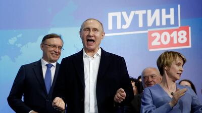 President Vladimir Putin is idolised in Russia, giving little scrutiny to his domestic agenda and facilitating his international bellicosity. Sergei Ilnitsky / EPA