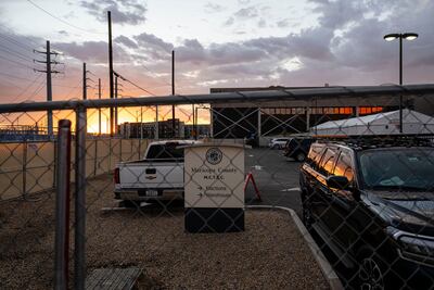 Security barriers outside the Maricopa County Tabulation and Election Centre in Phoenix, Arizona. Bloomberg