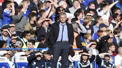 Chelsea manager Jose Mourinho observes his side during their 1-0 Premier League win over Manchester United on Saturday. Tony O'Brien / Action Images / Reuters