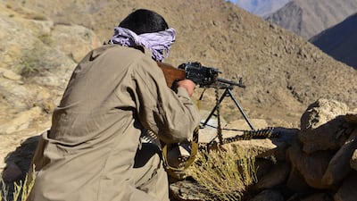 An Afghan resistance fighter takes part in a military training exercise in Panjshir province on September 2. Photo: AFP