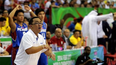 Philippines coach Jarn Michael Ray duirng the match against Angola at the FIBA U17 World Championships at Al Ahli club in Dubai. Satish Kumar / The National