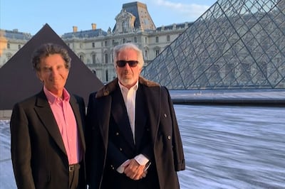 Jack Lang, a French former culture minister, with US financier and sex offender Jeffrey Epstein at the Louvre Pyramid in Paris. AFP