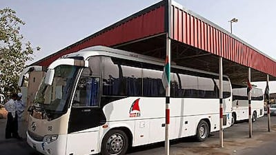 Vehicles that will be used by the new service at the taxi and bus station in Ras al Khaimah.