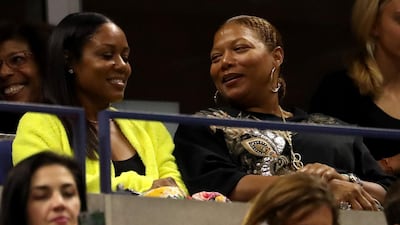 Actor and singer Queen Latifah watches on at the USTA Billie Jean King National Tennis Center. AFP