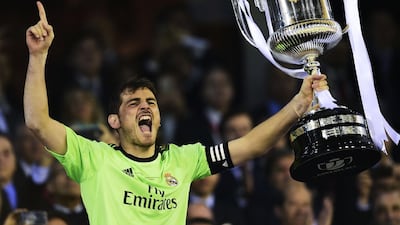 Iker Casillas after winning the Copa del Rey final against Barcelona at the Mestalla in Valencia in 2014. AFP
