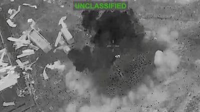 Smoke and debris at an unknown location during what the US Central Command says are strikes on Iran, on July 22. Reuters