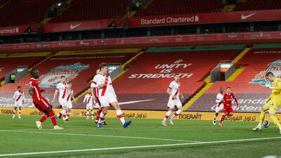 Sadio Mane scores against Southampton but the goal is later disallowed. Reuters