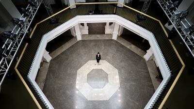 A model walks the runway at the PJ+ collection show by Chinese designer Peng Jing during China Fashion Week autumn/winter 2020/21. Photo by Lintao Zhang/Getty Images