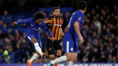 Left midfield: Willian (Chelsea) – Superb against Hull, scoring twice from outside the box, including one after two minutes, and hitting the post in a virtuoso display. Eddie Keogh / Reuters