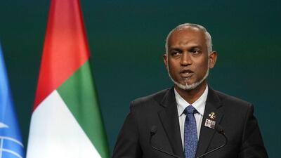 Maldives President Mohamed Muizzu, pictured during Cop28 in Dubai, ordered a review of 100 agreements with India. AP