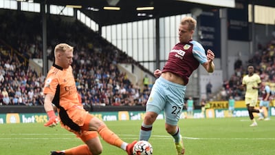 ARSENAL RATINGS: Aaron Ramsdale – 6: Not much to do in first half although did flap badly at one cross into box. Called into action in second to save Cornet’s strike but was relieved when referee decided against awarding Burnley penalty after a VAR check following his challenge on Vydra. Getty