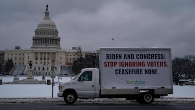 A truck near the US Capitol on January 16 in Washington. Getty Images / AFP
