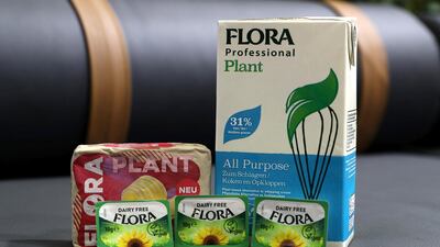Flora plant-based cream and butter. Pawan Singh / The National