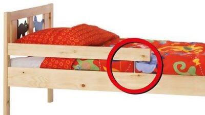 Ikea in the UAE recalled its Kritter and Sniglar brands of junior beds after a reported breakage of a metal rod (shown here in the red circle) in the two products. Photo courtesy Ikea