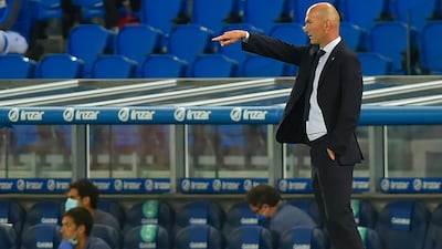 Real Madrid coach Zinedine Zidane gestures from the touchline. AFP