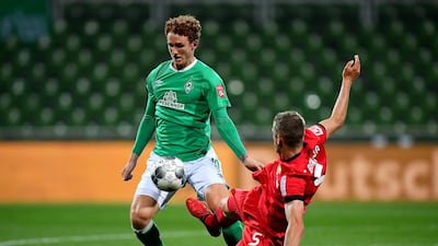 Sven Bender (R) of Leverkusen in action against Joshua Sargent (L) of Bremen during the German Bundesliga soccer match between SV Werder Bremen and Bayer 04 Leverkusen in Bremen, Germany. EPA
