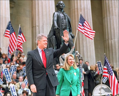 Then-Arkansas governor Bill Clinton and his wife Hillary Clinton in April 1992. Clinton's origin story as 'the boy from Hope' resonated with the American public. AFP