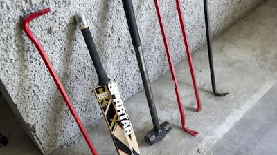 People can choose different weighted items to bring with them into the room such as crowbars, a cricket bat, and a sledgehammer. Chris Whiteoak / The National