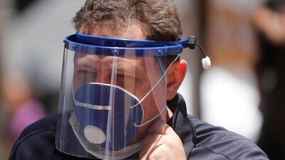 A man wears a face shield and a face mask to in Cairo, Egypt. Reuters