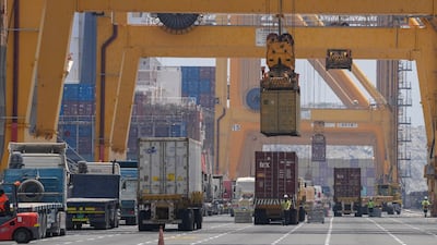 Traffic through Khor Fakkan has soared since Iran imposed its blockade on the Strait of Hormuz. Pawan Singh for The National