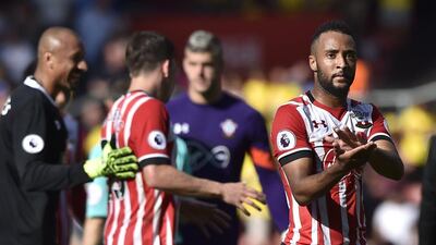 Southampton's Nathan Redmond applauds fans at the end of the match on Saturday. Hannah McKay / Reuters / August 13, 2016