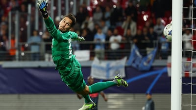 Manchester City's Julian Alvarez scores their second goal past RB Leipzig's Janis Blaswich. Reuters