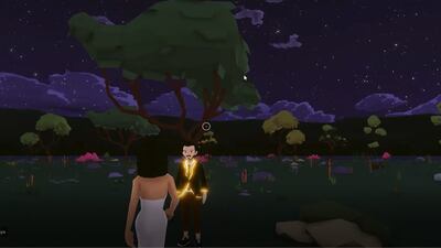 Rings were exchanged as unique digital items (NFTs).