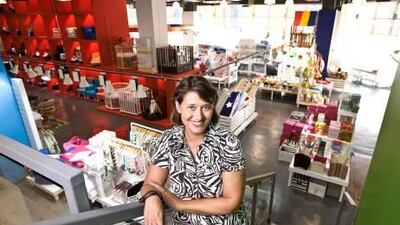 Annemarie Retera, owner of Just Kidding, says the company wanted the warehouse look and feel, similar to what is found in Holland. Charles Crowell for The National