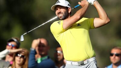 Sergio Garcia of Spain tees off on the 15th hole during the final round of the Omega Dubai Desert Classic at Emirates Golf Club on February 5, 2017 in Dubai, United Arab Emirates. David Cannon / Getty Images